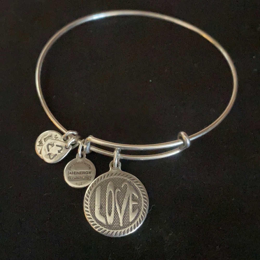 5/$50 Alex and Ani Silver LOVE Charm Bracelet